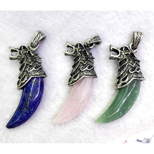 gemstone pendant, cattle horn