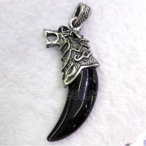 gemstone pendant, cattle horn
