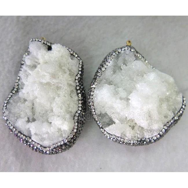 druzy agate bead paved rhinestone, freeform