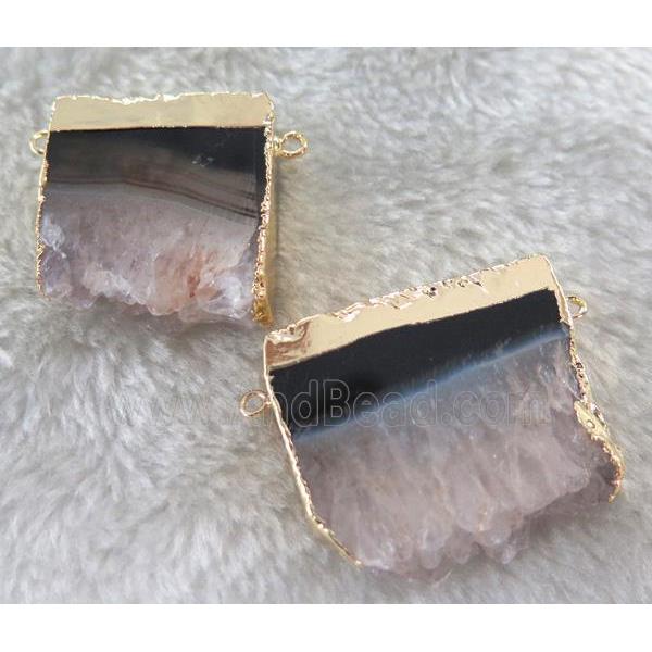 druzy agate slice connector, gold plated