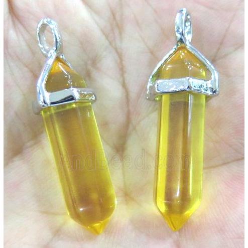 citrine bullet pendant synthetic with yellow crystal