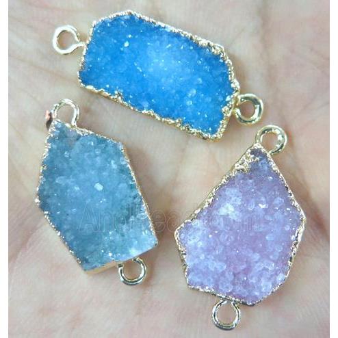 mix druzy agate connector, freeform, gold plated