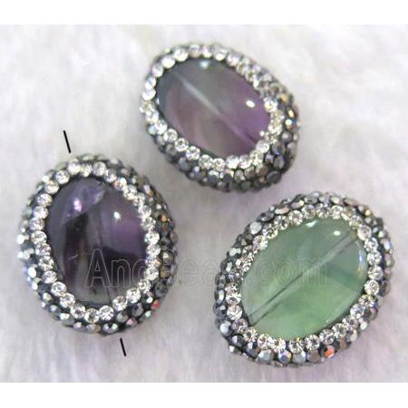 fluorite oval bead paved rhinestone