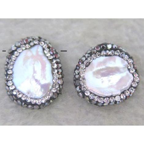 freshwater pearl bead paved rhinestone, top-drilled