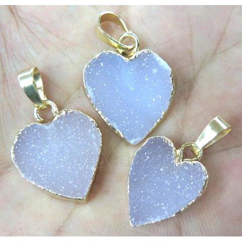 agate druzy heart pendant