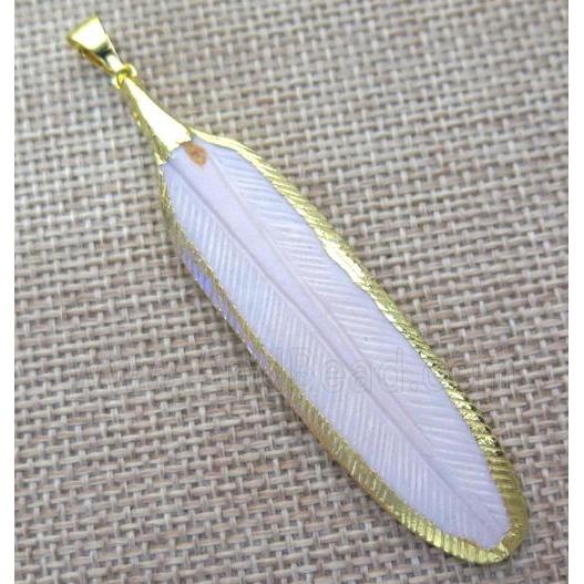 cattle bone pendant, feathers