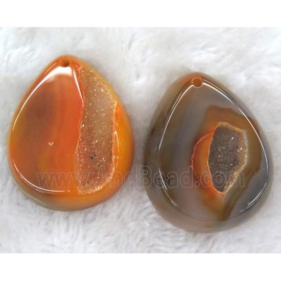 druzy agate pendant, teardrop