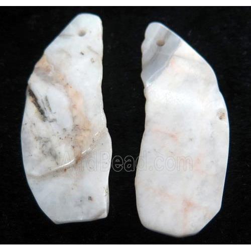 White Agate slice pendant, freeform