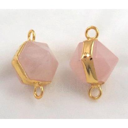rose quartz connector, gold plated
