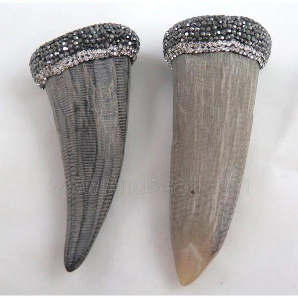 cattle horn pendant paved rhinestone