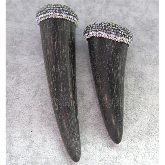 cattle horn pendant paved rhinestone