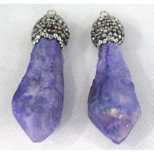 purple quartz pendant paved rhinestone, stick