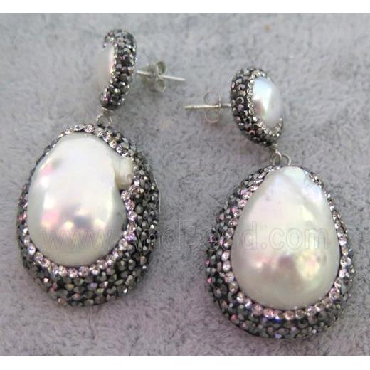 gemstone earring paved rhinestone
