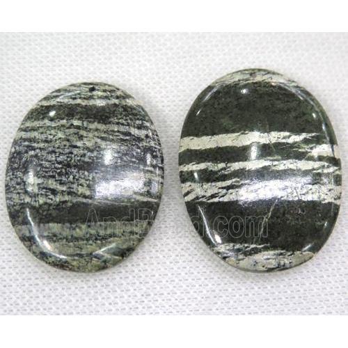 Green Silver-line Jasper Pendant Oval