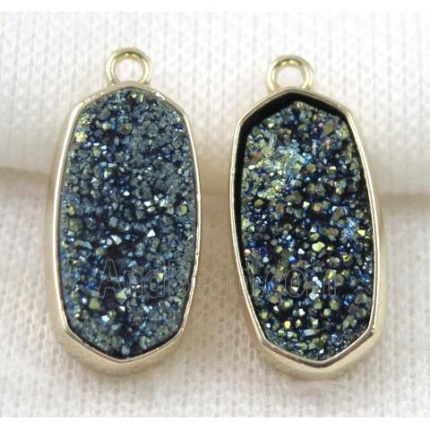 druzy quartz pendant, gold plated