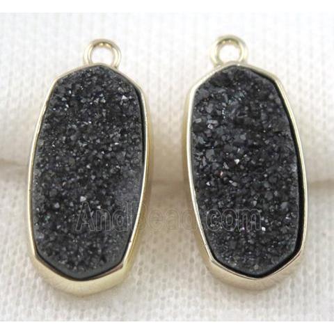 druzy quartz pendant, gold plated