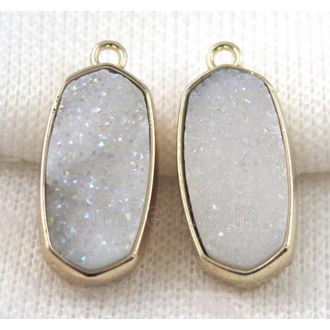 druzy quartz pendant, gold plated