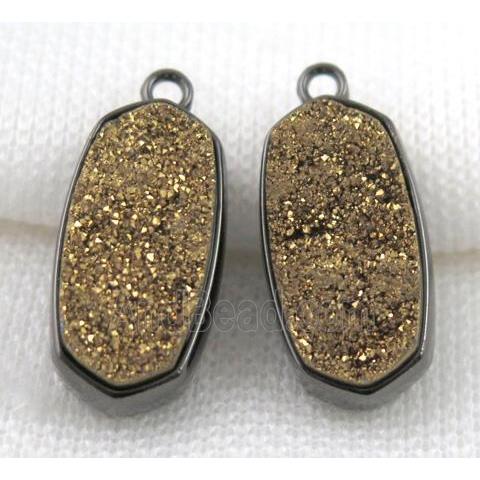 druzy quartz pendant, black