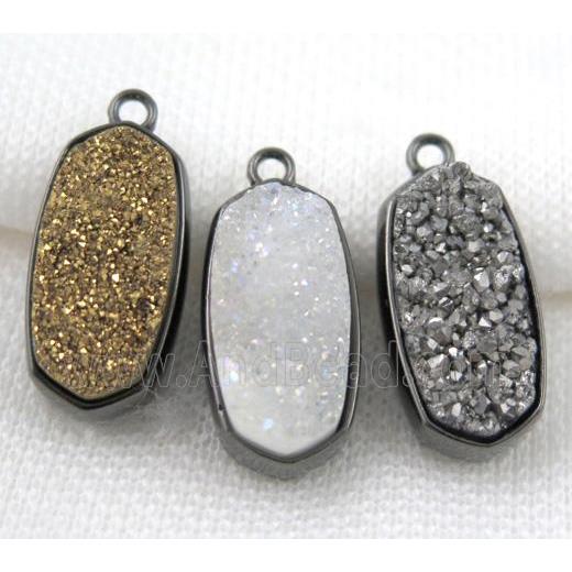 druzy quartz pendant, black