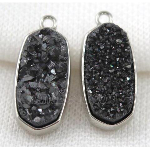 druzy quartz pendant, platinum plated