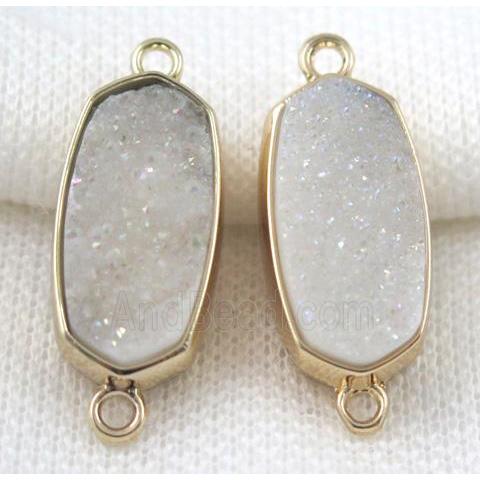 druzy quartz connector, gold plated