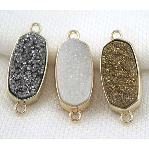 druzy quartz connector, gold plated