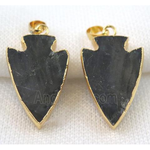 Labradorite pendant, arrowhead, gold plated