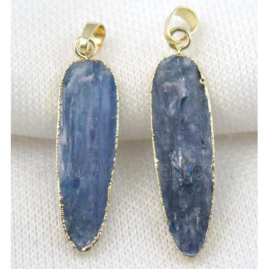 blue Kyanite teardrop pendant, gold plated