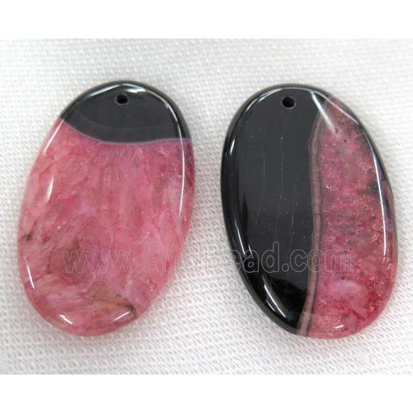 druzy agate slice pendant, oval