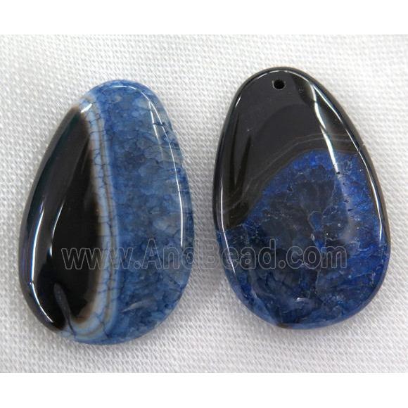 druzy agate slice pendant, teardrop