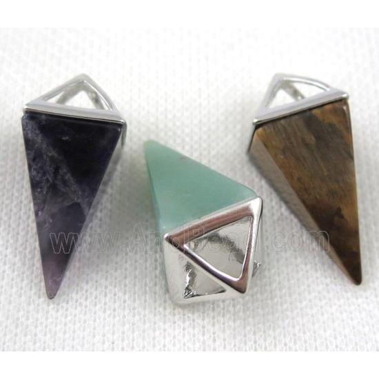 mix gemstone pendant, platinum plated