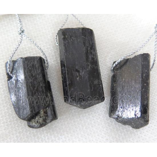 black tourmaline pendant, freeform