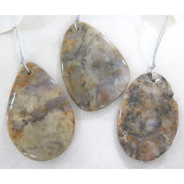 fossil jasper pendant, freeform