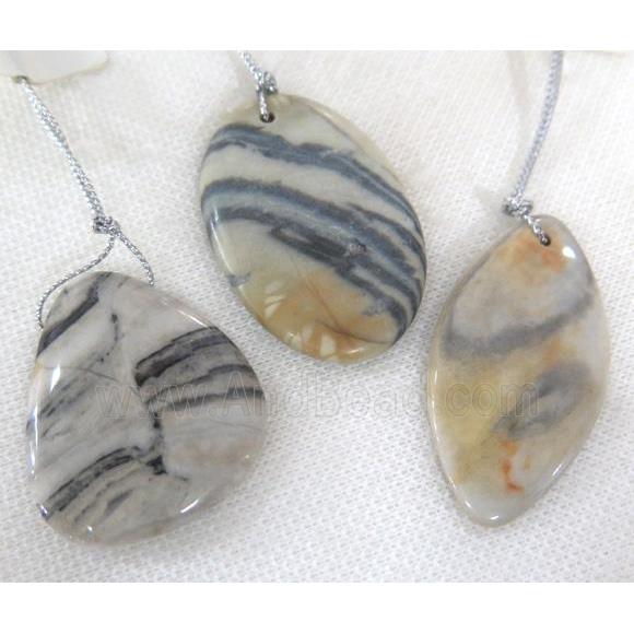 zebra jasper pendant, freeform