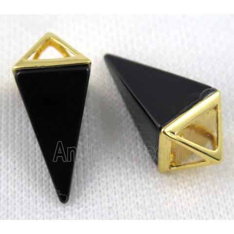 black onyx agate pendulum pendant, gold plated