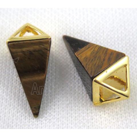 Tiger eye stone pendulum pendant, gold plated
