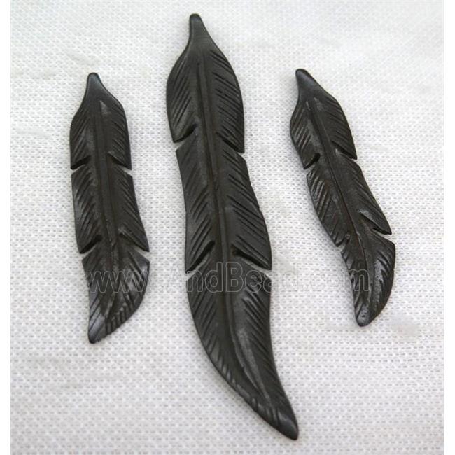 black bone feather pendant