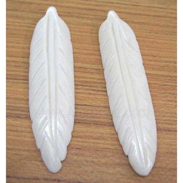 white bone feather pendant