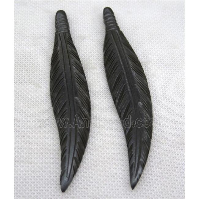 black bone feather pendant