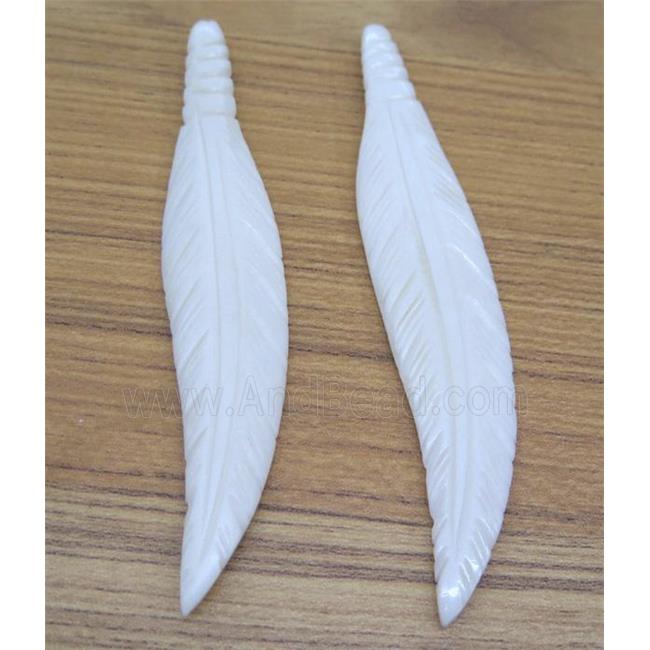 white bone feather pendant