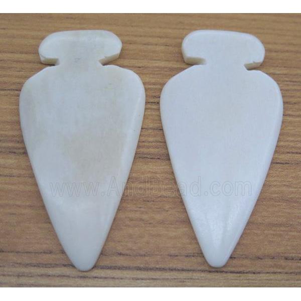 white bone arrowhead pendant without hole