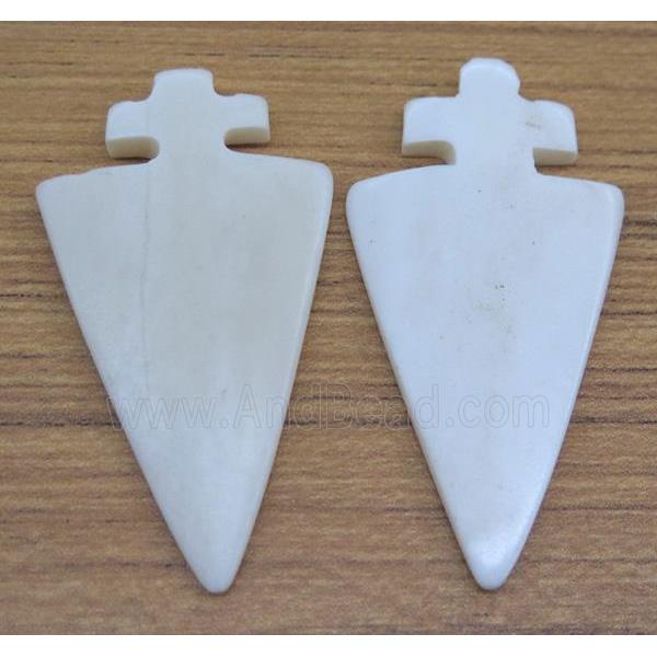 white bone arrowhead pendant without hole