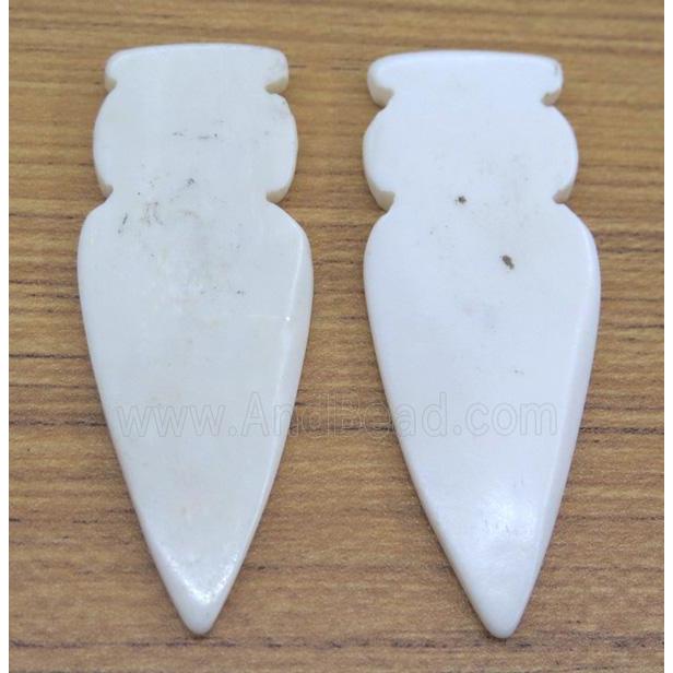 white bone arrowhead pendant without hole