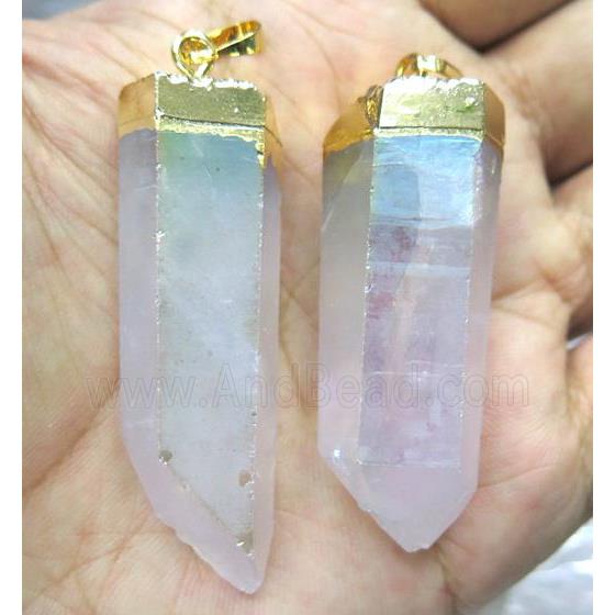 clear quartz stick pendant, AB color
