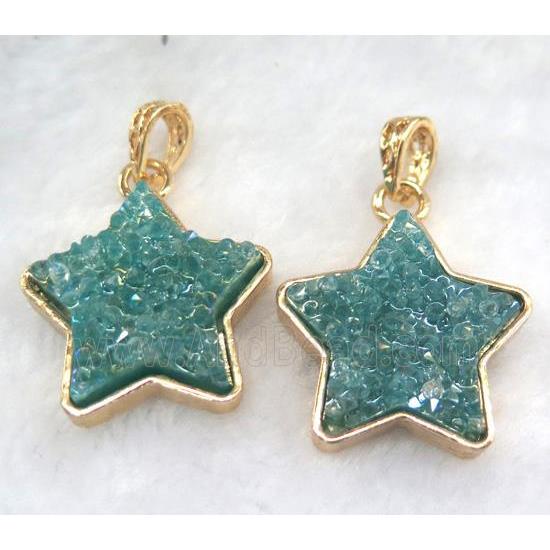 gemstone pendant, star, gold plated