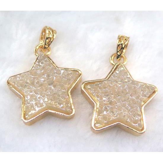 gemstone pendant, star, gold plated