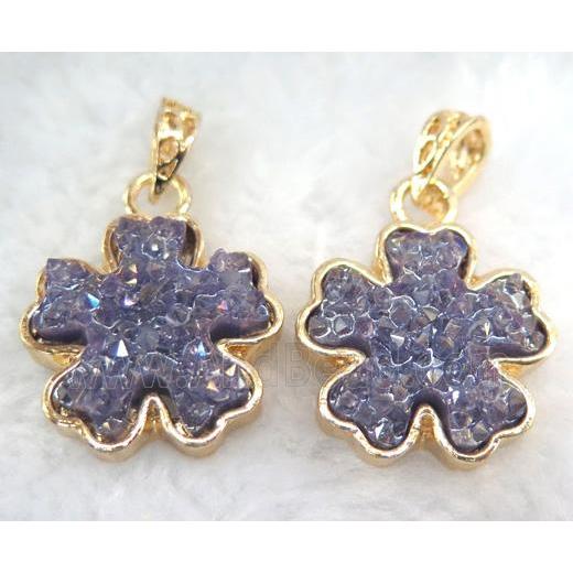 druzy resin pendant, gold plated