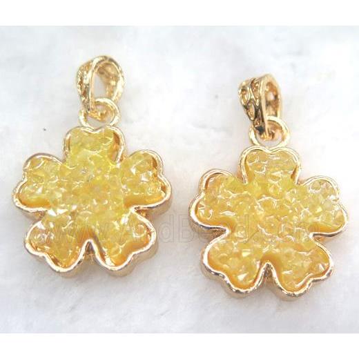 druzy resin pendant, gold plated