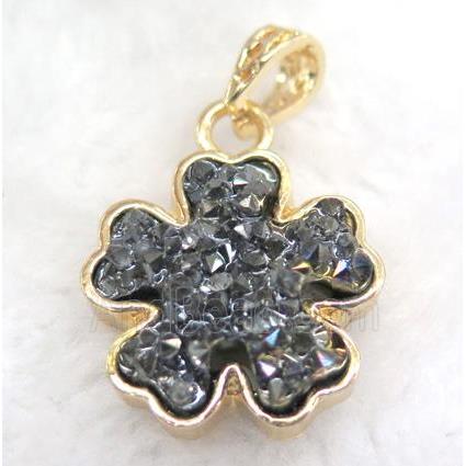 druzy resin pendant, gold plated
