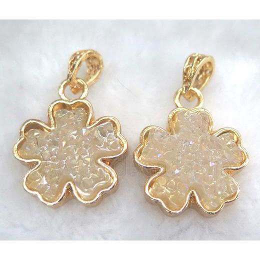 druzy resin pendant, gold plated